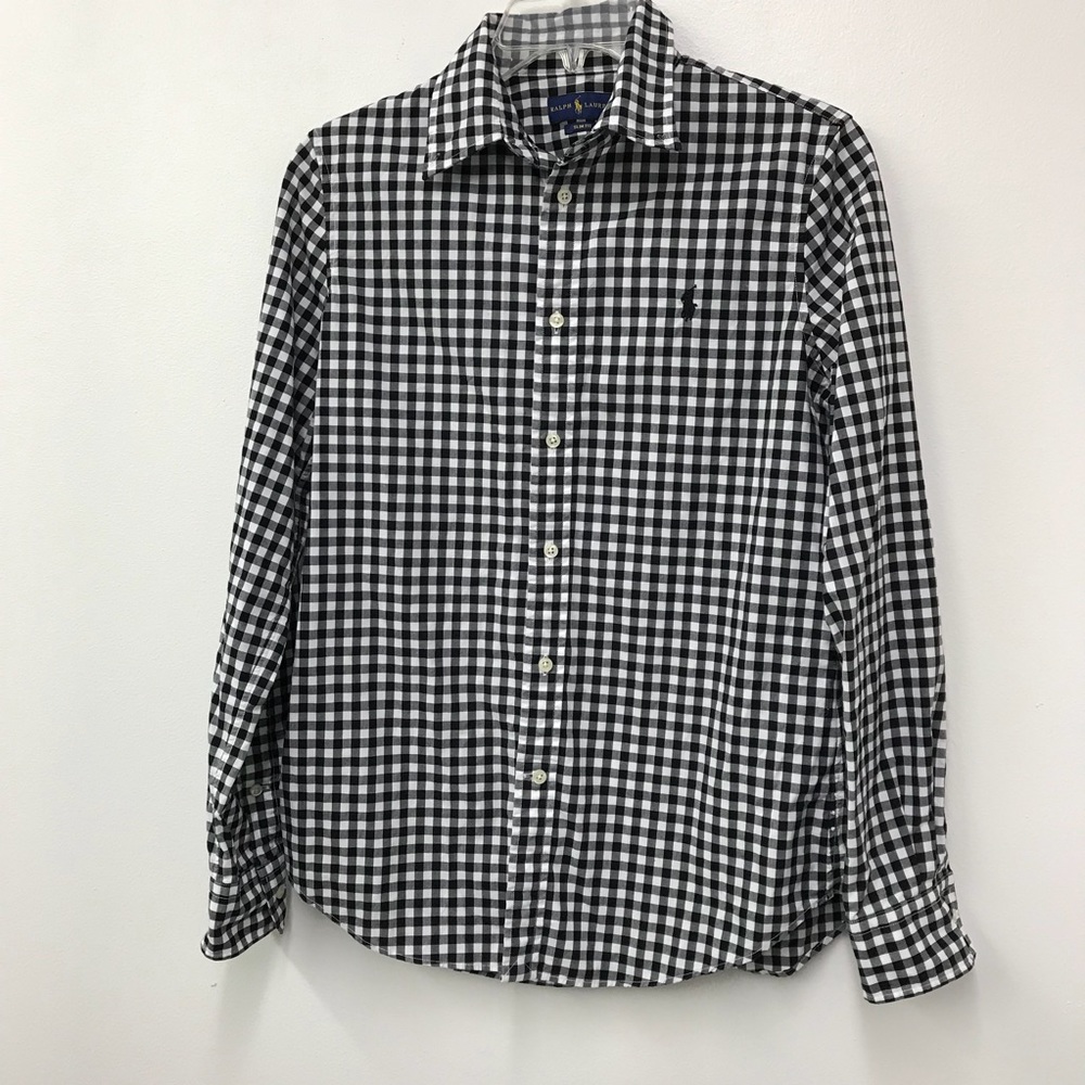 Ralph Lauren Blue Label Black White Plaid Shirt M
